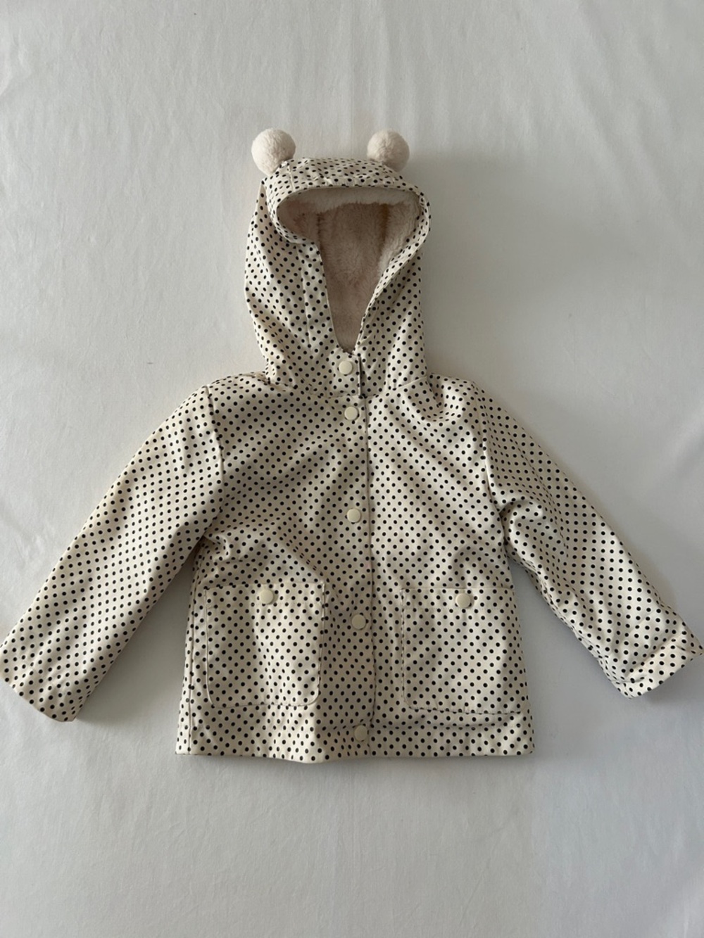 C&C California Cream Polka Dot Hooded Raincoat with Ears
